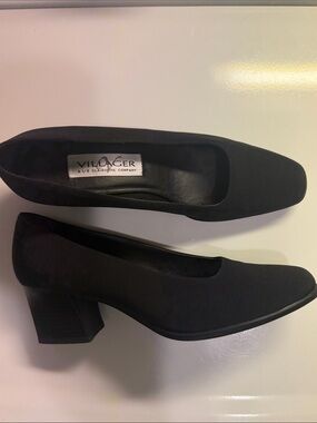 Villager Black Mid Block Heel Pumps for Women